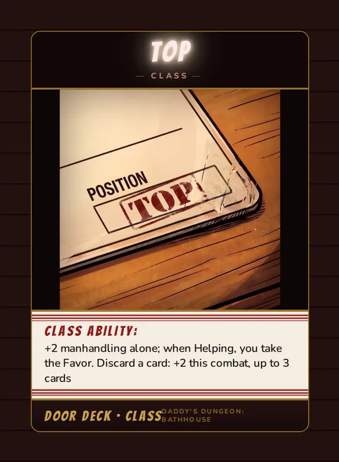 Top, a class card from the Door deck of Daddy’s Dungeon: Bathhouse
