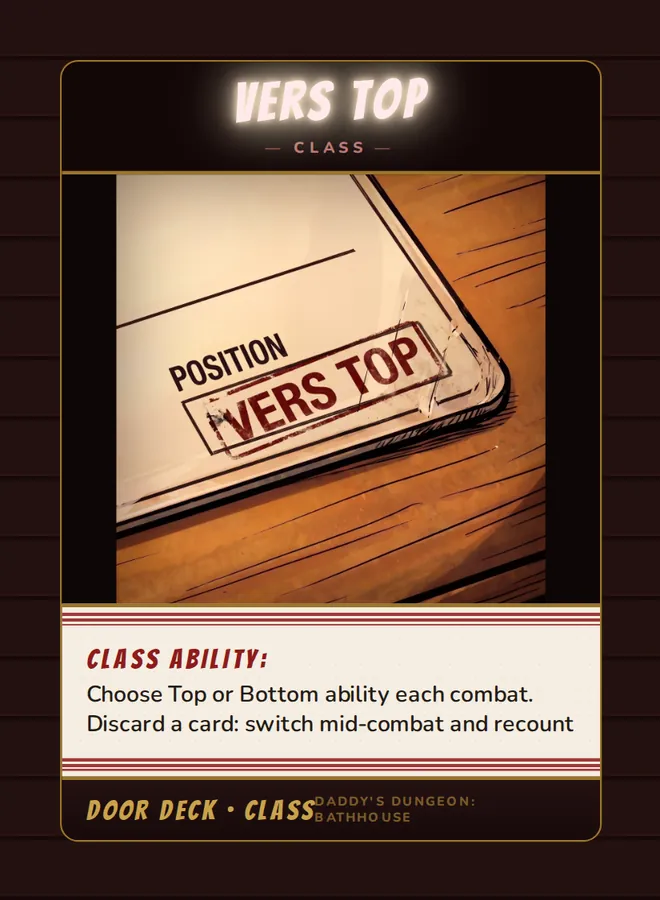 Vers Top, a class card from the Door deck of Daddy’s Dungeon: Bathhouse