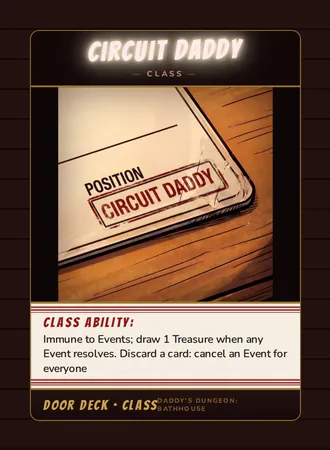 Circuit Daddy, a class card from the Door deck of Daddy’s Dungeon: Bathhouse