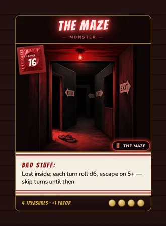 The Maze, a Level 16 monster card set in the The Maze, from Daddy’s Dungeon: Bathhouse