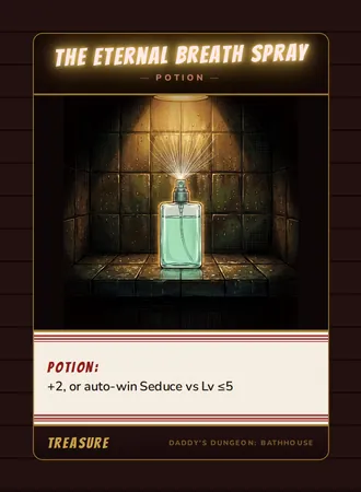 The Eternal Breath Spray, a potion card from the Treasure deck of Daddy’s Dungeon: Bathhouse