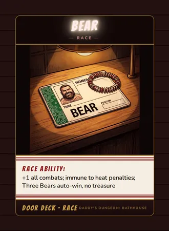 Bear, a race card from the Door deck of Daddy’s Dungeon: Bathhouse