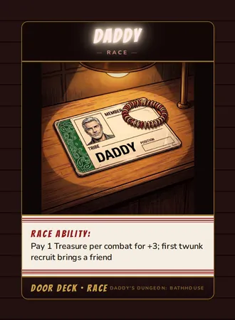 Daddy, a race card from the Door deck of Daddy’s Dungeon: Bathhouse