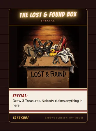 The Lost & Found Box, a special card from the Treasure deck of Daddy’s Dungeon: Bathhouse