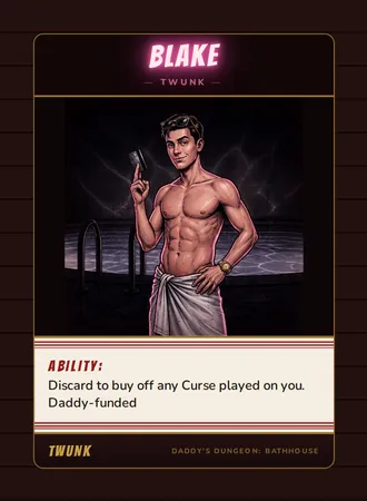 Blake, a twunk card from the Twunk deck of Daddy’s Dungeon: Bathhouse