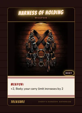 Harness of Holding, a weapon card from the Treasure deck of Daddy’s Dungeon: Bathhouse