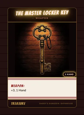 The Master Locker Key, a weapon card from the Treasure deck of Daddy’s Dungeon: Bathhouse