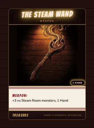 The Steam Wand, a weapon card from the Treasure deck of Daddy’s Dungeon: Bathhouse